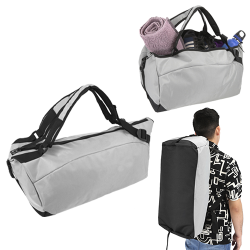 BL-077, Maleta de poliéster que se convierte en mochila con 2 broches de seguridad ajustables y tirantes acojinados.